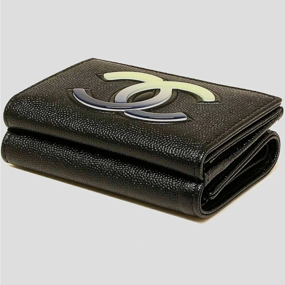 !NWT! CHANEL Black Caviar CC Logo Wallet - Picture 3 of 8